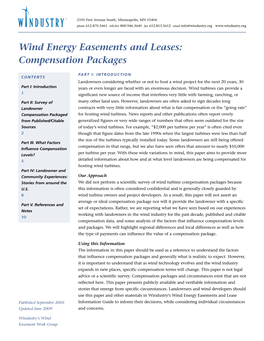 Wind Energy Easments and Leases: Compensation Packages