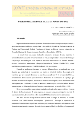 O Turismo Brasileiro Sob As Asas Da Panair (1929-1965)