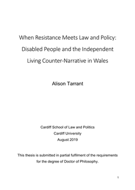 Disabled People and the Independent Living Counter-Narrative in Wales