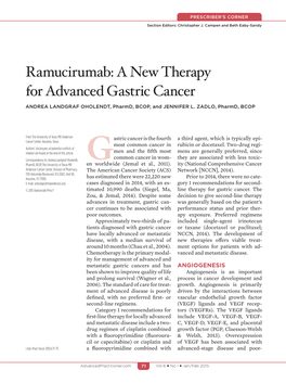 Ramucirumab: a New Therapy for Advanced Gastric Cancer