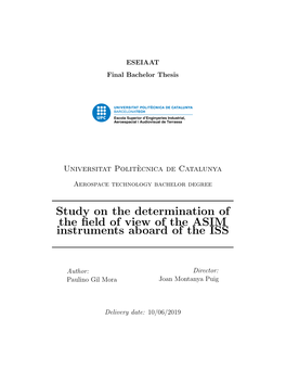 Study on the Determination of the Field of View of the ASIM Instruments