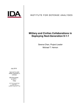 Military and Civilian Collaboration in Deploying Next-Generation 9-1-1 A