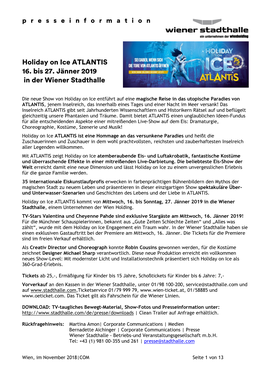 Pressemappe Holiday on Ice ATLANTIS