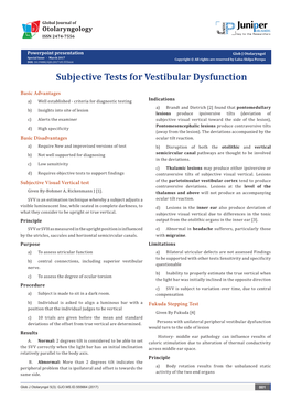 Subjective Tests for Vestibular Dysfunction