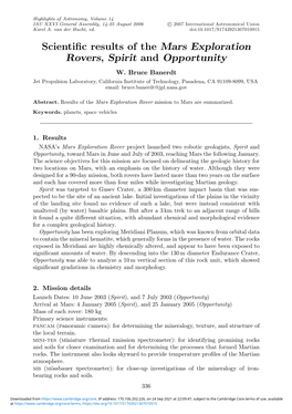 Scientific Results of the Mars Exploration Rovers, Spirit and Opportunity