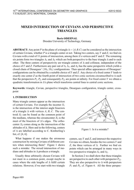 Mixed Intersection of Cevians and Perspective Triangles