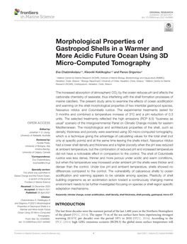 Morphological Properties of Gastropod Shells in a Warmer and More Acidic Future Ocean Using 3D Micro-Computed Tomography
