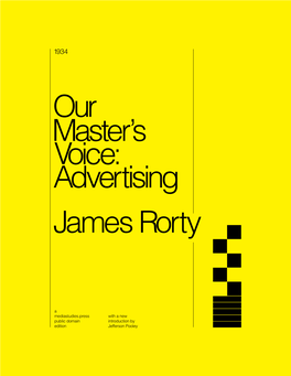 Our Master's Voice: Advertising James Rorty