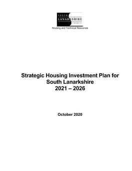 Strategic Housing Investment Plan for South Lanarkshire 2021 – 2026