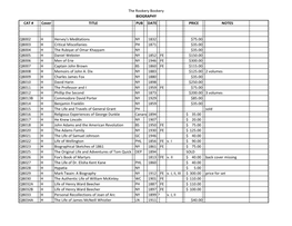 Biography Book Inventory