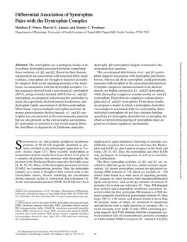 Differential Association of Syntrophin Pairs with the Dystrophin Complex Matthew F