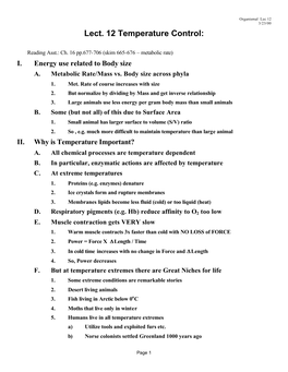 Lecture 12 Thermoregulation