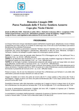 Sentiero Azzurro Capo Gita: Nicola Chierici