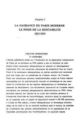 La Naissance Du Paris Moderne Le Poids De La Rentabilite 1855-1914