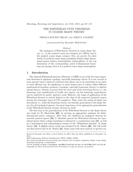 The Whitehead Type Theorems in Coarse Shape Theory 105