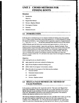 Unit 3 Chord Methods for Finding Roots