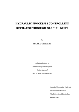 Hydraulic Processes Controlling Recharge Through Glacial Drift