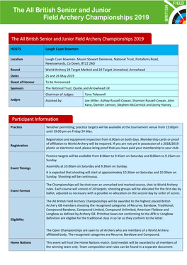 The All British Senior and Junior Field Archery Championships 2019