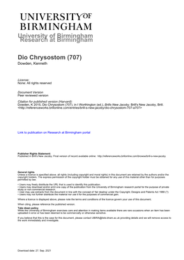 University of Birmingham Dio Chrysostom (707)