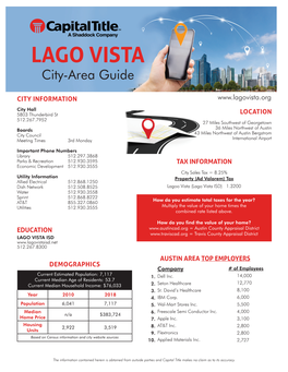 LAGO VISTA City-Area Guide