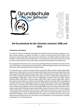 Die Grundschule an Der Schunter Zwischen 1988 Und 2013