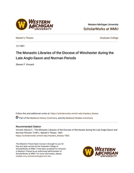 The Monastic Libraries of the Diocese of Winchester During the Late Anglo-Saxon and Norman Periods