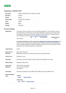 Datasheet: VMA00113KT Product Details