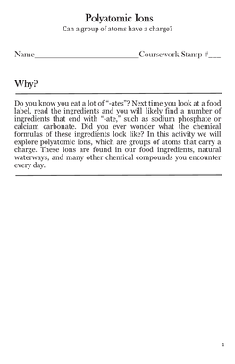 Polyatomic Ions Can a Group of Atoms Have a Charge?