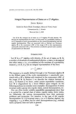 Integral Representation of States on a C*-Algebra