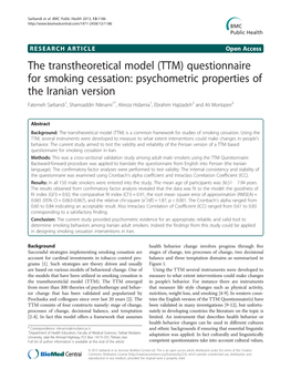 The Transtheoretical Model (TTM) Questionnaire for Smoking