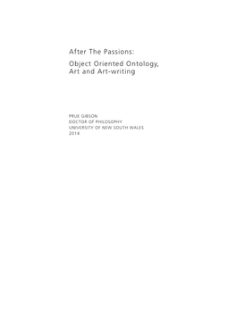 Object Oriented Ontology, Art and Art-Writing