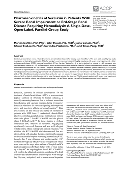 Pharmacokinetics of Serelaxin in Patients with Severe Renal