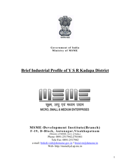 Brief Industrial Profile of Y S R Kadapa District