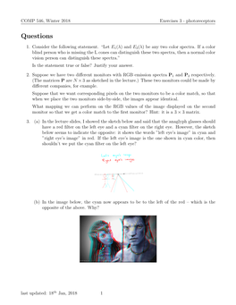 Exercises 3 - Photoreceptors