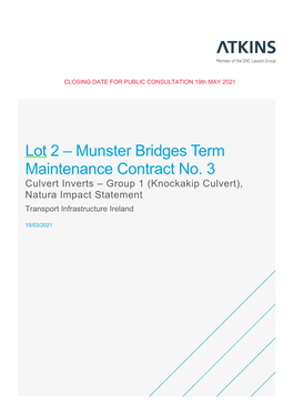 (Knockakip Culvert), Natura Impact Statement Transport Infrastructure Ireland