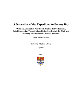 A Narrative of the Expedition to Botany Bay with an Account of New South Wales, Its Productions, Inhabitants, &C