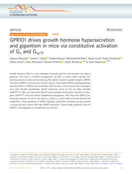 GPR101 Drives Growth Hormone Hypersecretion and Gigantism in Mice Via Constitutive Activation of Gs and Gq/11