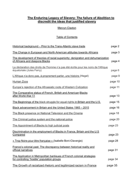 The Enduring Legacy of Slavery: the Failure of Abolition to Discredit the Ideas That Justified Slavery