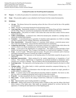 Technical Procedure for Fired Projectile Examination 1.0 Purpose