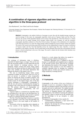 A Combination of Vigenere Algorithm and One Time Pad Algorithm in the Three-Pass Protocol