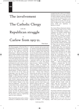 The Involvement the Catholic Clergy Republican Struggle Carlow from 1913-21