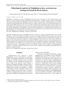 Palinologia De Espécies De Malpighiaceae Juss. Ocorrentes Nas Restingas Do Estado Do Rio De Janeiro