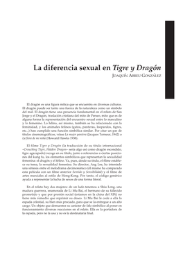 La Diferencia Sexual En Tigre Y Dragón JOAQUIN´ ABREU GONZALEZ´