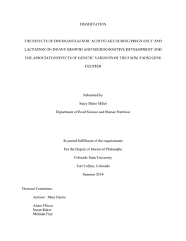 Dissertation the Effects of Docosahexaenoic Acid