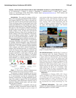 Solid, a Signs of Life Detector in the Northern Martian Land Subsurface