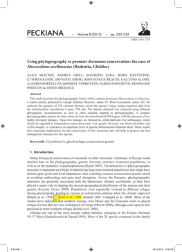 Using Phylogeography to Promote Dormouse Conservation: the Case of Muscardinus Avellanarius (Rodentia, Gliridae)