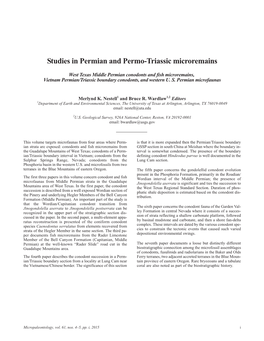 Studies in Permian and Permo-Triassic Microremains