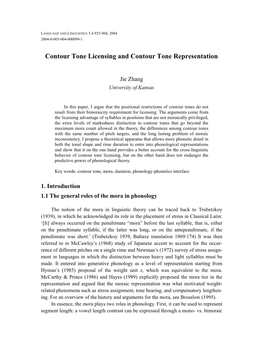 Contour Tone Licensing and Contour Tone Representation