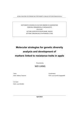 Molecular Strategies for Genetic Diversity Analysis and Development of Markers Linked to Resistance Traits in Apple