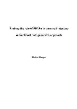 Probing the Role of Pparα in the Small Intestine